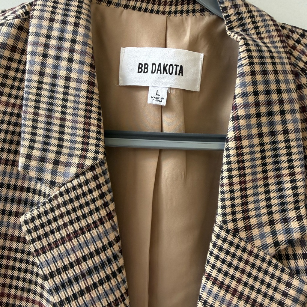 Bb Dakota Women's Plaid Blazer - Black And Brown And Blue